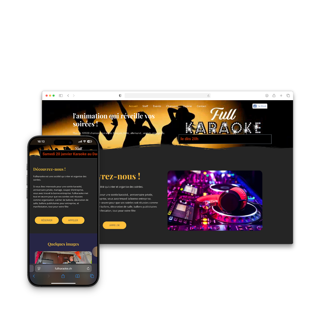 Fullkaraoke — Site web pour société qui crée et organise des soirées