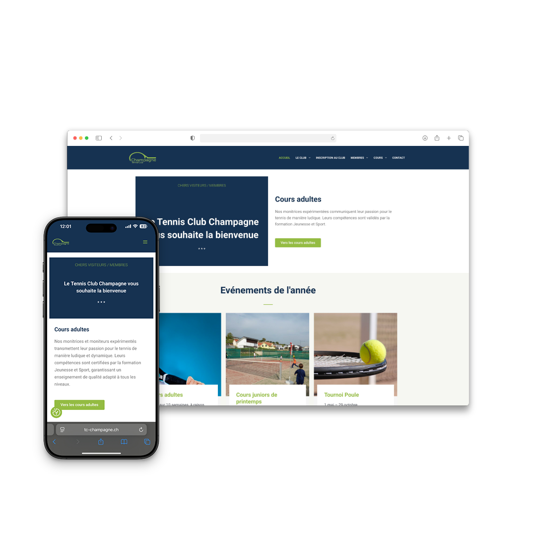 Tennis Club Champagne — Site web pour club de tennis