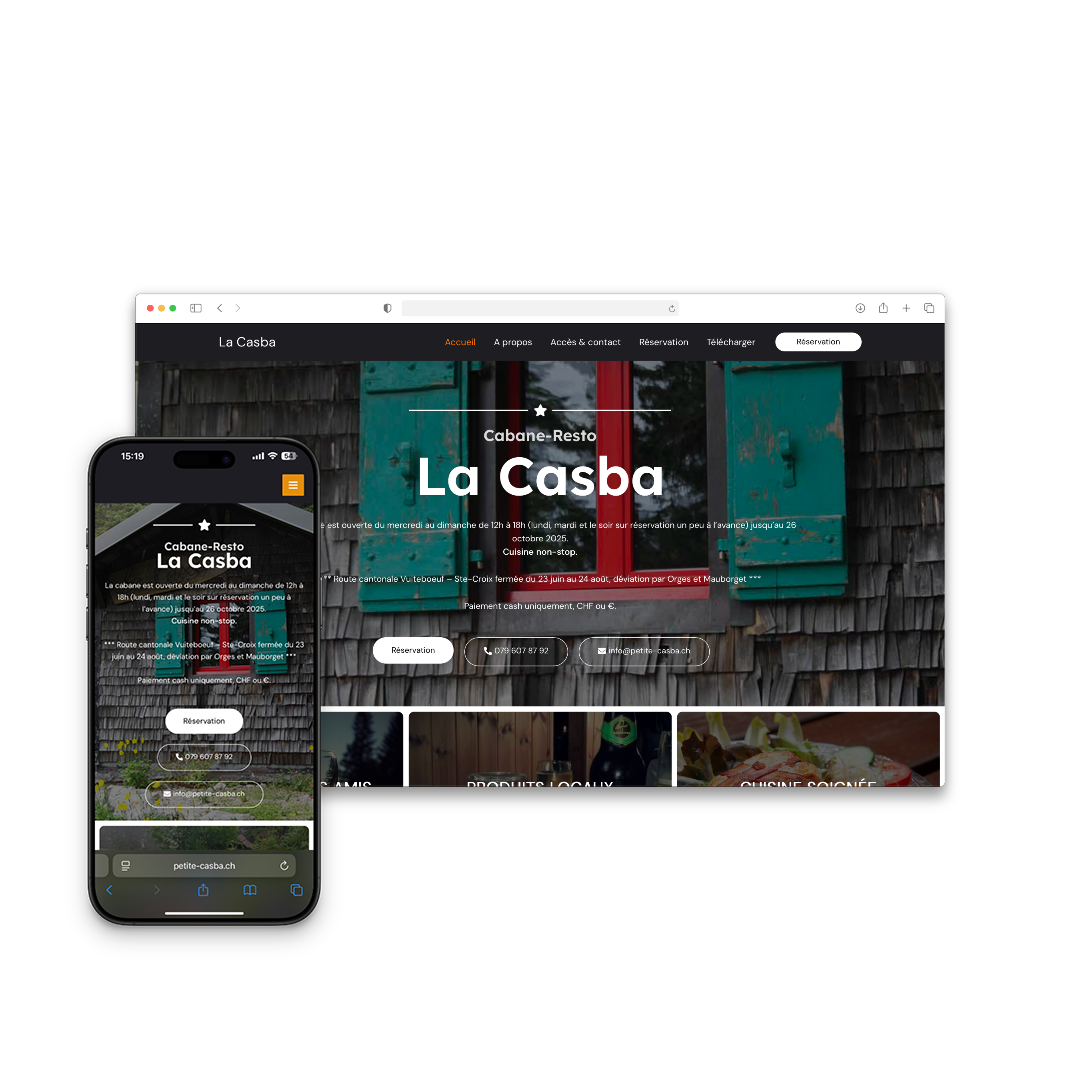 La Casba — Site web pour restaurant d'alpage